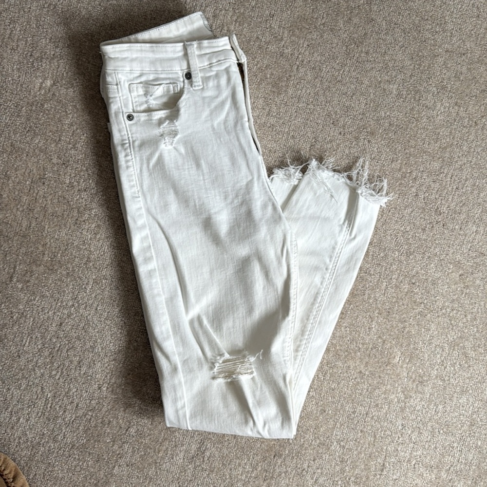 Lucky Brand Denim Jeans White Distressed Bridgette Skinny